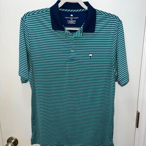 Men's Striped Polo - Blue and Black
